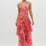 Ladies’ Coral Floral Maxi Dress