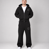 Premium Floral Tracksuit – Zip-Up Hoodie & Wide Leg Joggers Set