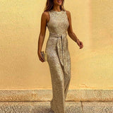 Women's Sleeveless Open Back Jumpsuit