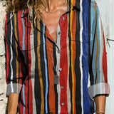 Women's Printed V-Neck Button Blouse