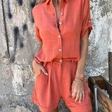 Women's Button Front Two Piece Shorts Set