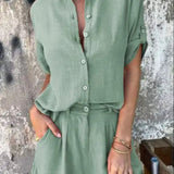 Women's Button Front Two Piece Shorts Set