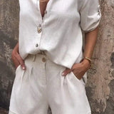 Women's Button Front Two Piece Shorts Set