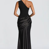 One-Shoulder Draped Maxi Dress