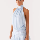 Pleated Halter Mini Dress