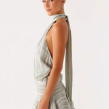 Pleated Halter Mini Dress