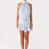 Pleated Halter Mini Dress