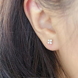 Clover Stud Earrings with Cubic Zirconia, Gold Plated