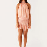 Pleated Halter Mini Dress
