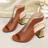 Women's Woven Slingback Heels, Adjustable Geometric Heel