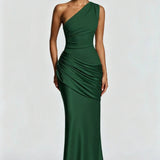One-Shoulder Draped Maxi Dress
