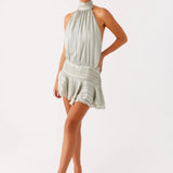 Pleated Halter Mini Dress