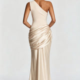 One-Shoulder Draped Maxi Dress
