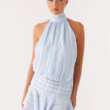 Pleated Halter Mini Dress