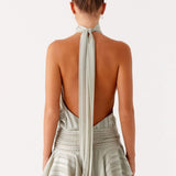 Pleated Halter Mini Dress