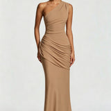 One-Shoulder Draped Maxi Dress