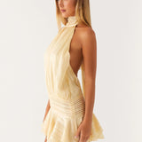 Pleated Halter Mini Dress