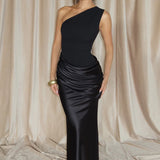 One-Shoulder Draped Maxi Dress