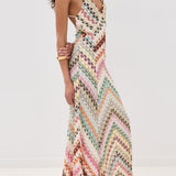 Women's Chevron Print Cross Back Maxi Dress