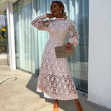Women's Floral Lace Midi Dress