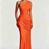 One-Shoulder Draped Maxi Dress