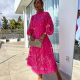 Women's Floral Lace Midi Dress