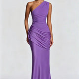 One-Shoulder Draped Maxi Dress
