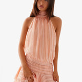 Pleated Halter Mini Dress