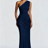 One-Shoulder Draped Maxi Dress