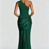 One-Shoulder Draped Maxi Dress