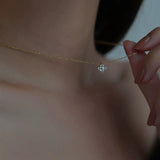 Minimalist Sterling Silver Crystal Pendant Necklace, Adjustable