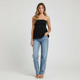 Strapless Ruched Longline Top