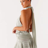 Pleated Halter Mini Dress