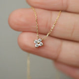 Minimalist Sterling Silver Crystal Pendant Necklace, Adjustable