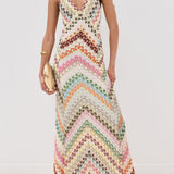 Women's Chevron Print Cross Back Maxi Dress