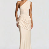 One-Shoulder Draped Maxi Dress