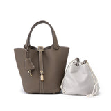 Structured Drawstring Tote Shoulder Bag