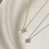 Minimalist Sterling Silver Crystal Pendant Necklace, Adjustable