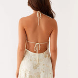 Embellished Halter Mini Dress