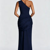 One-Shoulder Draped Maxi Dress
