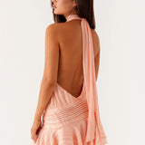 Pleated Halter Mini Dress