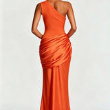 One-Shoulder Draped Maxi Dress