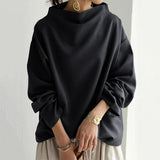 Women's Oversized Mock Neck Long Sleeve Sweater