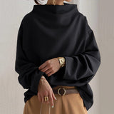 Women's Oversized Mock Neck Long Sleeve Sweater
