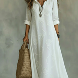 Embroidered V-Neck Maxi Dress