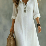 Embroidered V-Neck Maxi Dress