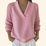 Women's V-Neck Long-Sleeve Ribbed Knit Sweater