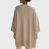 Women's Oversized Knit Poncho Sweater with Asymmetric Hem