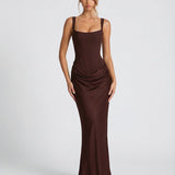 Women's Square Neck Bodycon Maxi Dress