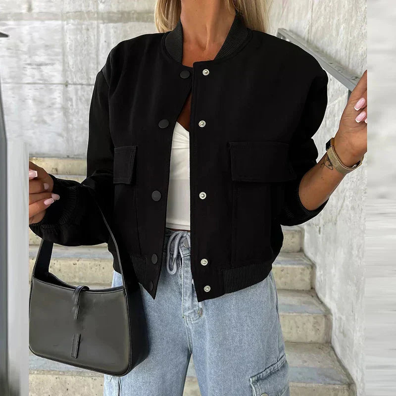 Women’s Button Front Bomber Jacket